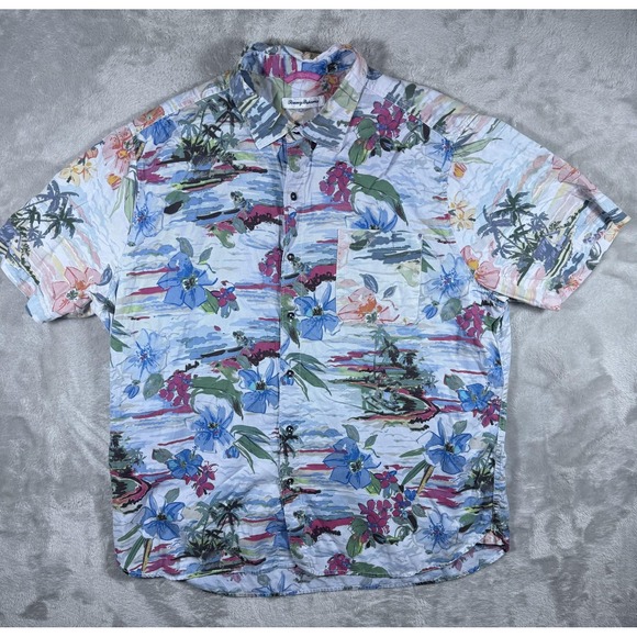Tommy Bahama Shirt Mens Extra Large Multi Floral Hawaiian Button Up Casual XL - Picture 1 of 7